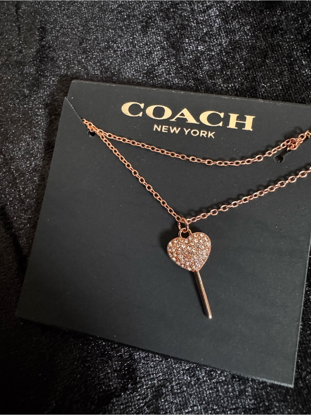 Coach Rose Gold Heart Lollipop Pendant Necklace